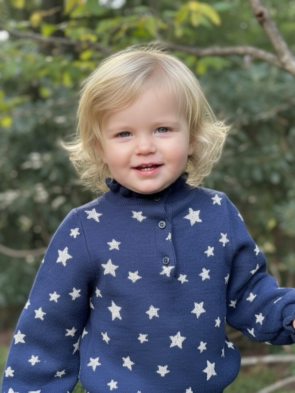 Janie and Jack Girls Size 4 Navy Star Ruffle Sweater